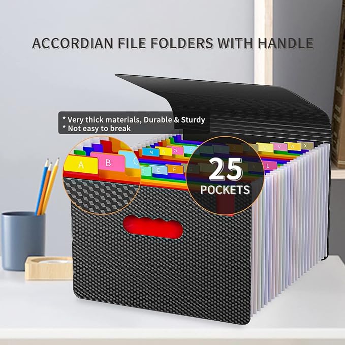 Expanding File Folders, 25 Pockets Accordion File Organizer, Expandable Filing - Image 5