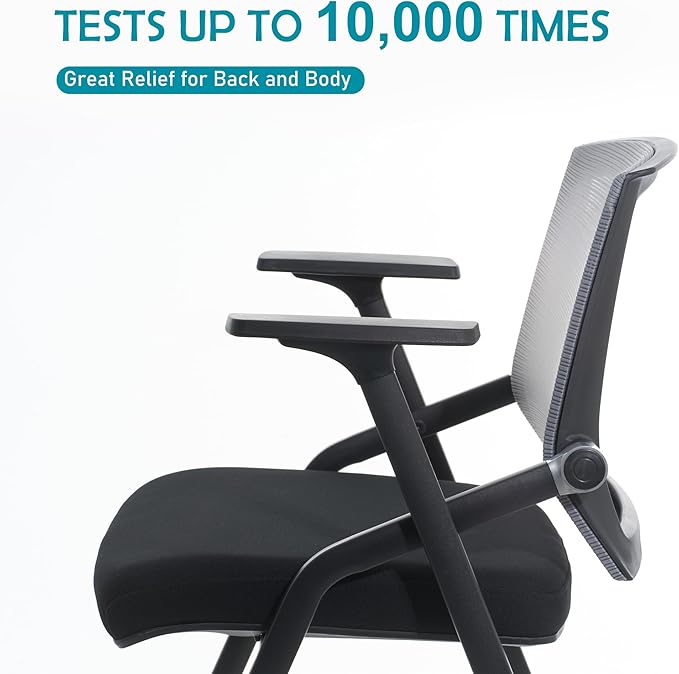 Conference Room Chairs, Folding Office Desk Chair with Lumbar Support and Sliding Armrest, Stackable Office Guest Chairs & Reception Chairs(12 Pack)-DeskLoop Office