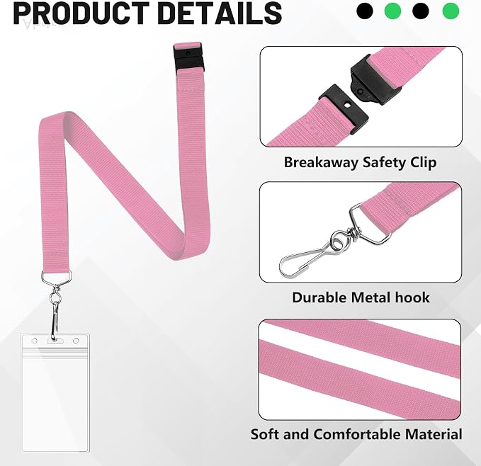 48-Pack Pink Breakaway Lanyards - Image 4