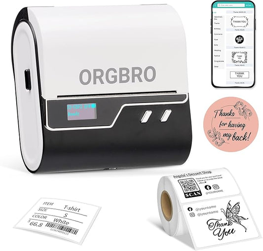 ORGBRO Z3 Label Maker Machine with Tape, 3 Inch Bluetooth Thermal Label Printer, Portable Sticker Printer for Small Business, Office, Home Organization, Barcode, Address, Compatible with Phones & PC-DeskLoop Office