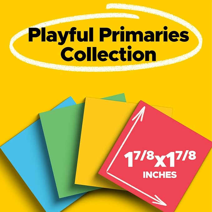 Post-it Super Sticky Notes, 1.88 x 1.88 in, Playful Primaries, 18 Pads | School - Image 2