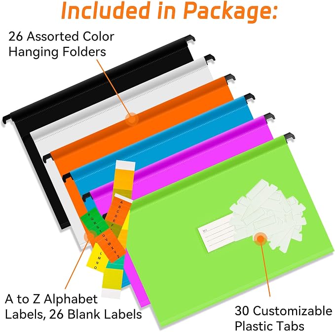 BOENFU Hanging File Folders, Letter Size, 26 Pack Sturdy Plastic Hanging - Image 6