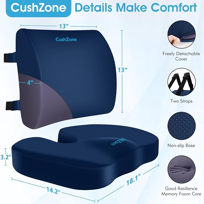 CushZone Seat Cushion, Lumbar Support Pillow - Image 3