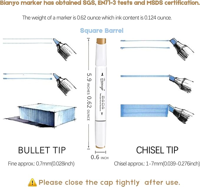 Bianyo 72 Pastel Markers Alcohol Marker Set, Dual Tip Art Markers Set, Alcohol-Based Ink Permanent Marker with Premium Grey Bag for Adults, Kids, Amateurs, Coloring, Drawing, Outlining, highlighting-DeskLoop Office