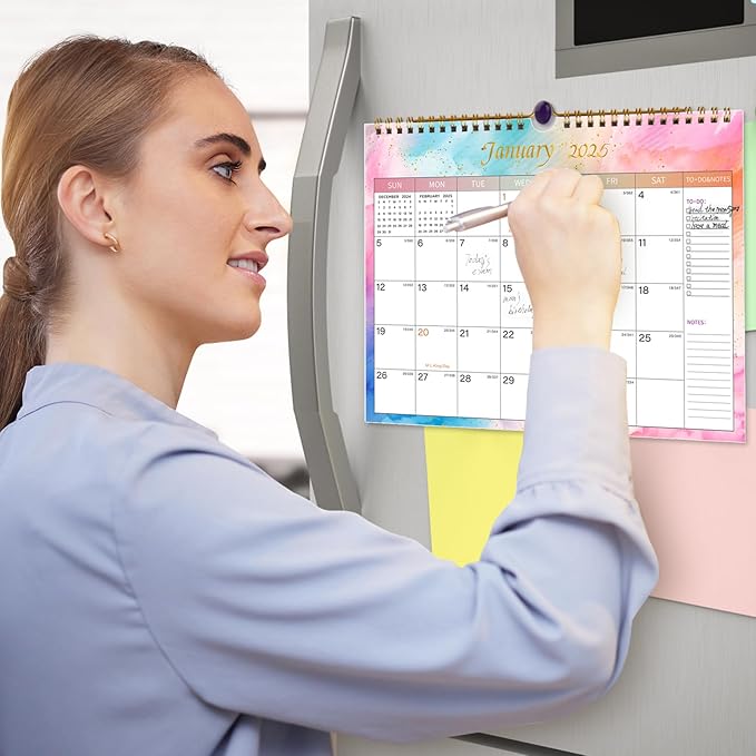 Lbylyhxc 2025-2026 Calendar - Includes January 2025 to June 2026 -18 Monthly Wall Calendar 2025-2026, 11 x 8.5 Inches.Thick Paper with Julian Dates and Block for New Year and Christmas Presents (Wall Calendar Colorful)
