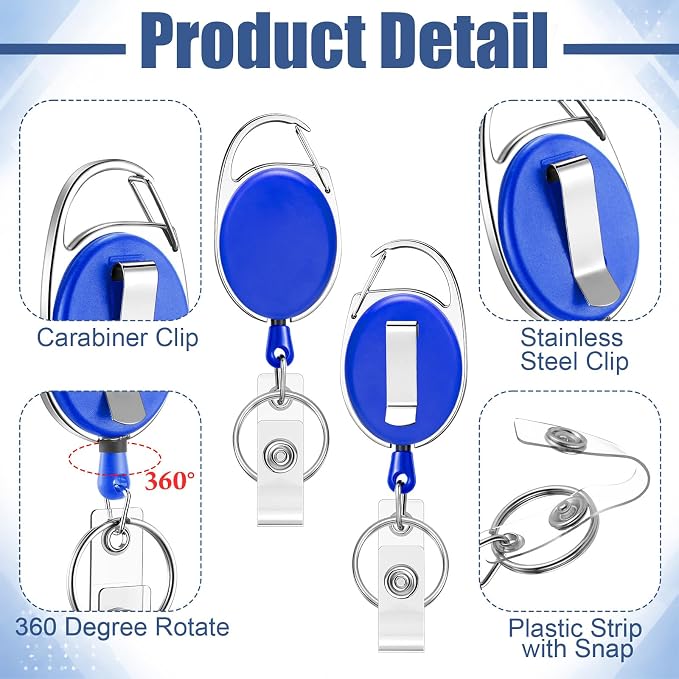 Laumoi 60 Pack Heavy Duty Retractable Badge Holder Reel - Image 3