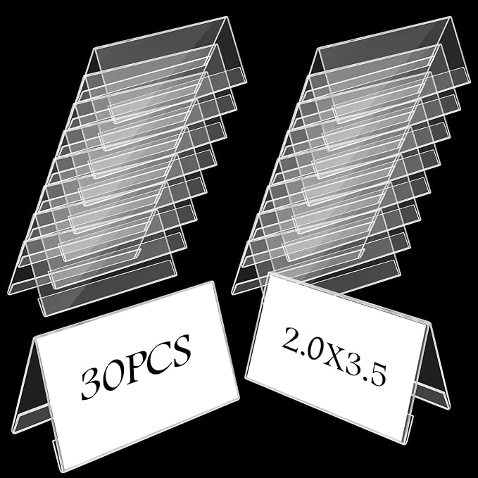 30 Pcs Mini Acrylic Sign Holder, 2x3.5 Inch Small Clear Acrylic Name Plate by Unknown