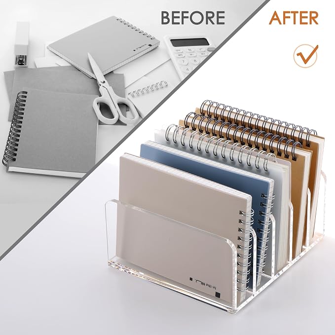 SANRUI Acrylic Desk Organizer, 5 Compartments Mail Organizer, Small File - Image 8
