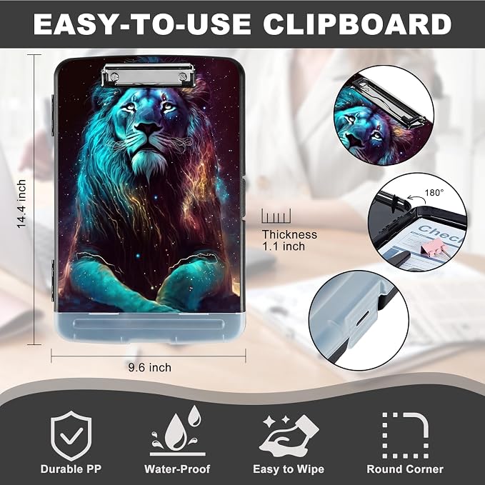 Clipboard with Storage, Heavy Duty Plastic Storage Clipboard with Low Profile - Image 3