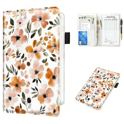 Cute Server Books for Waitress Waiter, Leather Guest Book Note Pad by WAVEYU