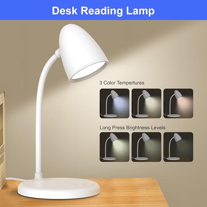 LED Desk Lamp for Home Office, 3 Light Colors, Table Lamp, Dimmable Reading - Image 6