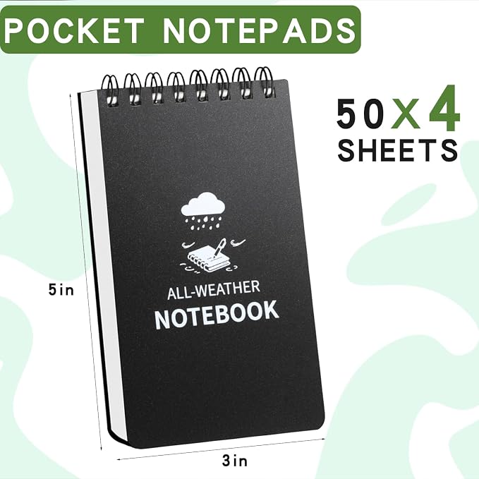 Waterproof Notebook, 4 Pack Pocket Notepad, All Weather Police Pocket Notebook - Image 2