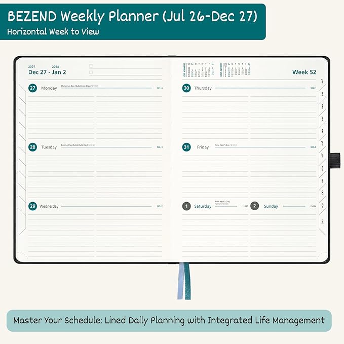 BEZEND Weekly Planner 2026-2027 Horizontal Layout Notebook 18 Months Academic - Image 2