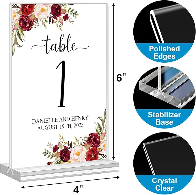 Acrylic Sign Holder 4x6, 16 Pack Clear Double Sided Clear Table Menu Vertical - Image 2