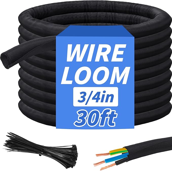 30FT Split Braided Sleeve Cable Management, 3/4 Inch Wire Loom Tubing Cord by Oleitodh