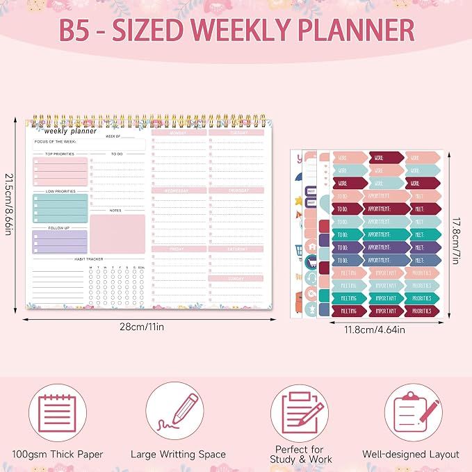 Weekly To Do List Notepad, 8.5''x11'' Weekly Desk Planners - Image 2