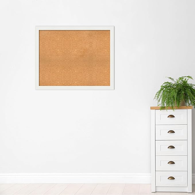 Amanti Art Natural Cork Board for Wall, 33x41 Vision Board with White Frame, X-Large Corkboard Office Decor for Home Organization, Casual Corkboard Pinboard to Display Items for Home Organization in-DeskLoop Office