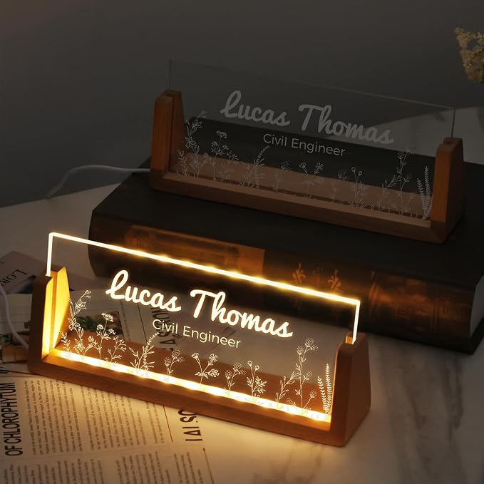 Custom Light Up Name Plate for Desk, Personalized LED Acrylic Name Sign - Image 2