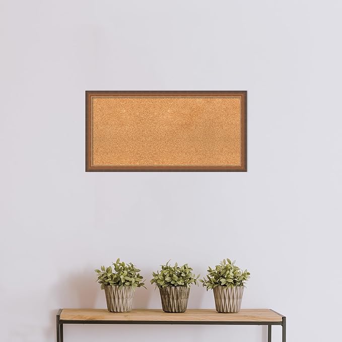Amanti Art Natural Cork Board for Wall, 16x32 Vision Board with Bronze Frame, Medium Corkboard Office Decor for Home Organization, Modern Corkboard Pinboard to Display Items for Home Organization in-DeskLoop Office