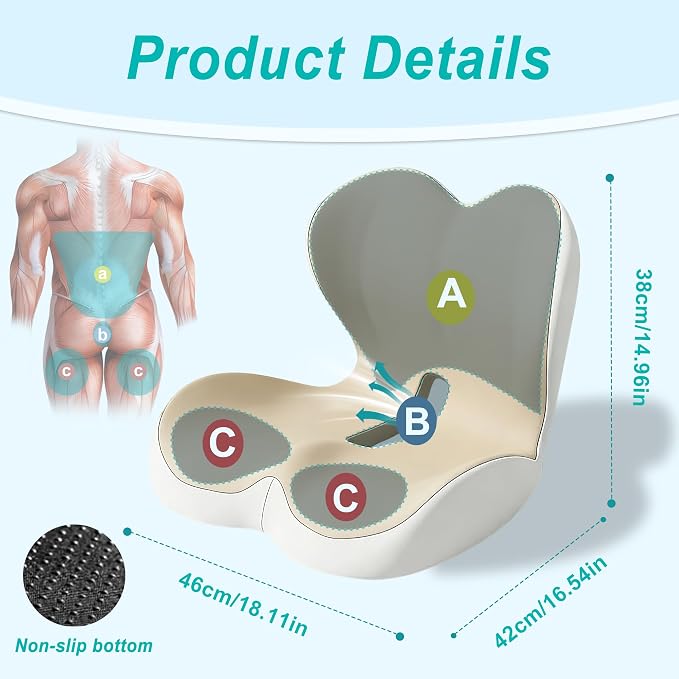 Seat Cushion for Office Chair and Car, Lumbar Support Pillow for Office Chair - Image 2