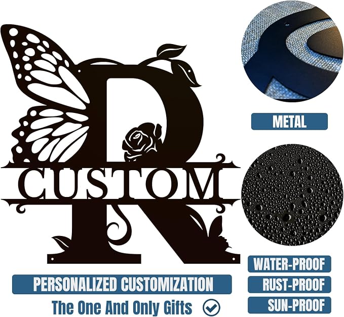 Personalized Custom Letter Name metal Signs, Custom Black Letter Monogram Wall - Image 6