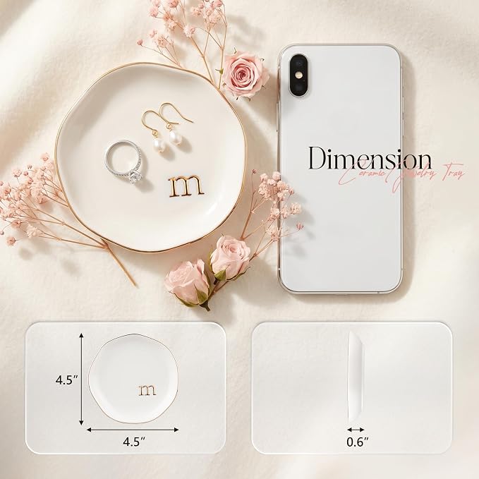 Ceramic Jewelry Tray, Personalized Initial Jewelry Dish - Image 2