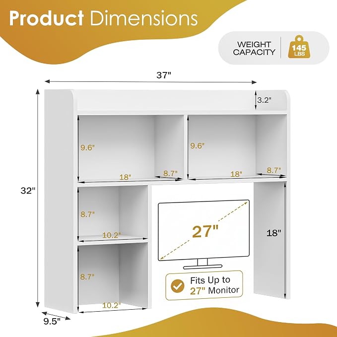 SUPER DEAL Desktop Bookshelf, Countertop Storage Hutch - Image 3
