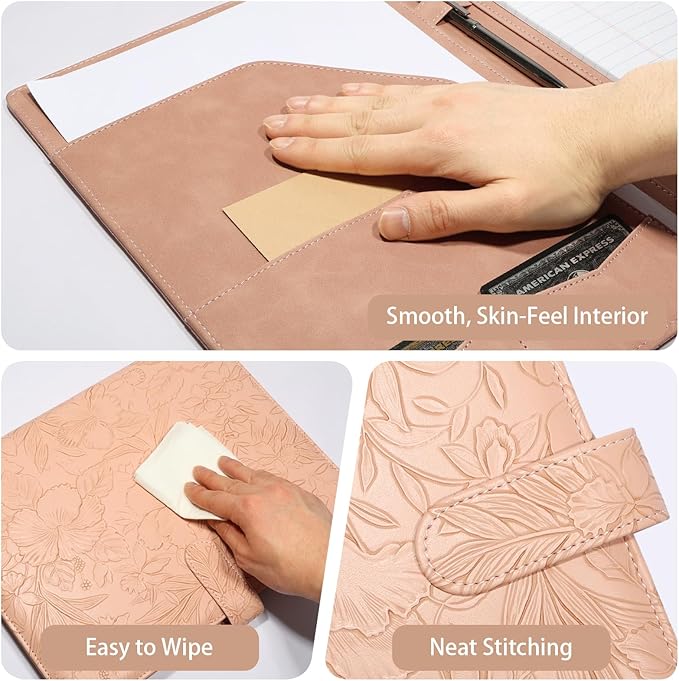 Professional Padfolio Portfolio Binder, Textured Embossing Faux Leather Folder - Image 5
