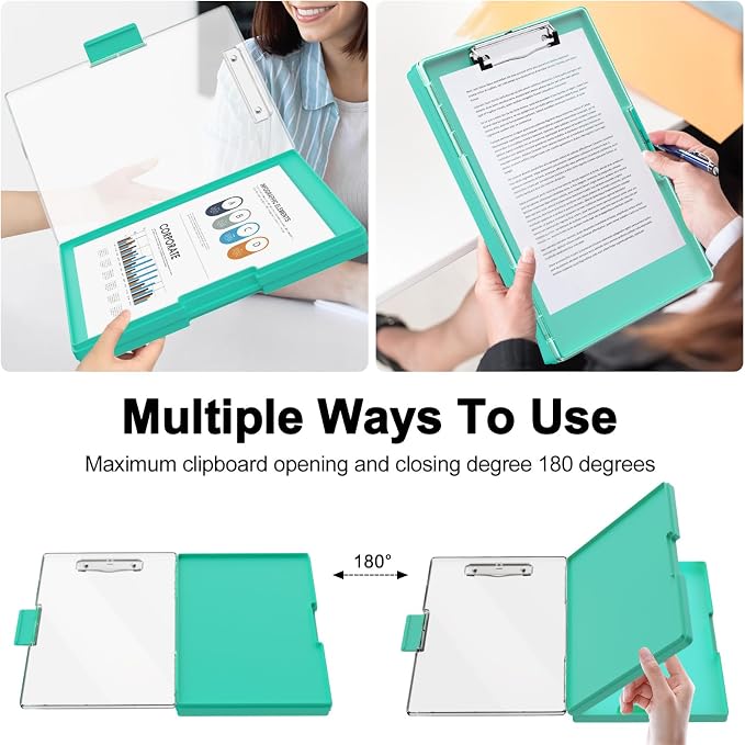 Piasoenc Clipboard with Storage, 8.5 x 11 Clip Boards with 2 Storage, Folio & - Image 3