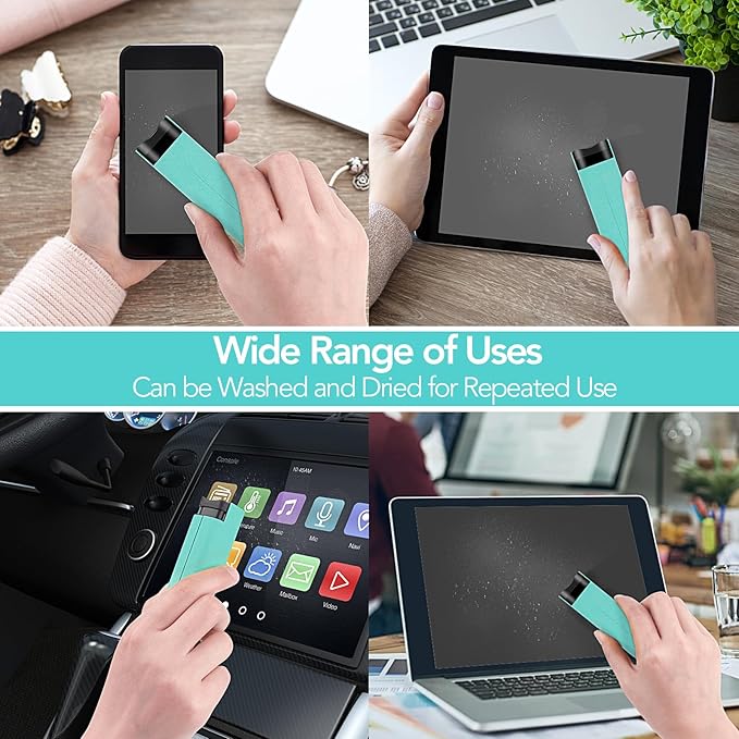 2 Pcs Fingerprint Proof Screen Cleaner Safe for All Phones Glasses Tablet Laptop TV Watch Screens (Tiffany Blue)-DeskLoop Office