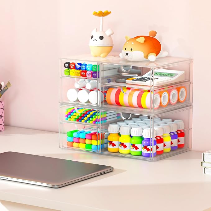 caktraie Acrylic Makeup Organizer, 4 Pack Drawer Organizer - Image 6