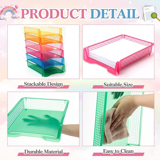 Geetery Set of 12 Turn in Trays Classroom Plastic Trays - Image 3