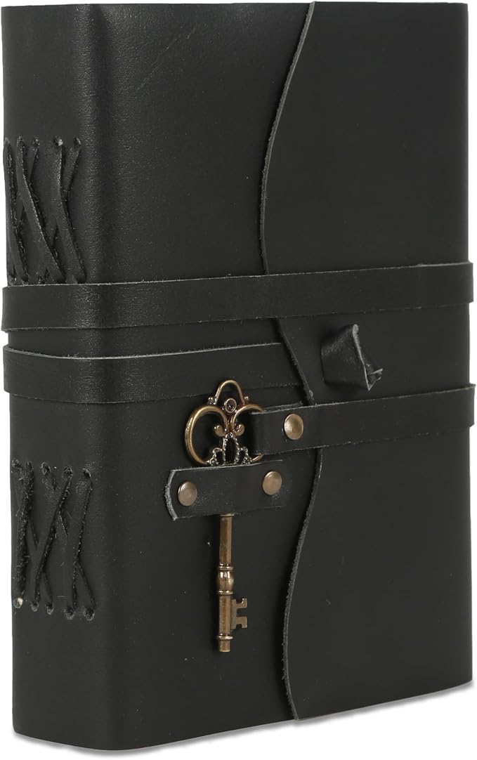 Leather Journal with Deckle Edge Paper 8x6 inch and Vintage Key | Handmade - Image 2