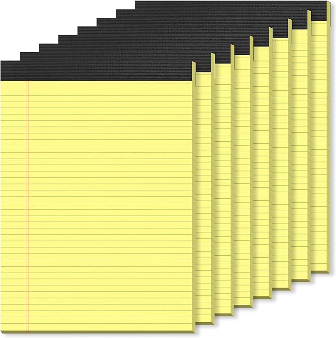 8 Pack Yellow Legal Pads 8.5 x 11 Yellow Notepads 30 Sheets/60 Pages Narrow by notepads