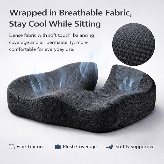 Tail Bone Relief Cushion for Hemorrhoids & Coccyx Pain – Ergonomic Memory Foam - Image 7