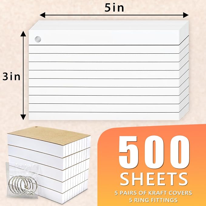 500PCS White Index Cards, 3x5 Inches Flash Cards - Image 2