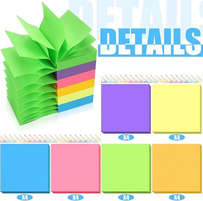 24 Pack Pop Up Sticky Notes 3 x 3 Refills 1200 Sheets Colored Sticky Notes Self Adhesive Memo Pads for Home Office Supplies(Dark Color, Classic)-DeskLoop Office