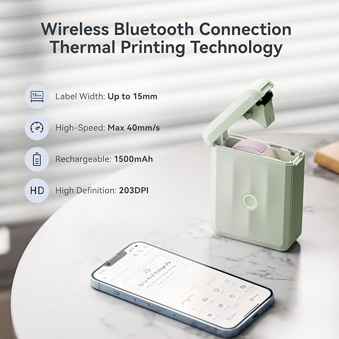 NIIMBOT D110 Upgraded Version Mini Label Maker Machine with Tape, Portable Bluetooth Thermal Printer, Sticker Labeler with Multiple Templates for Office Organization Home Kitchen School, Green-DeskLoop Office
