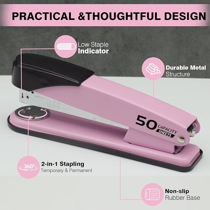 Metal Heavy Duty Stapler, 50 Sheet Capacity Stapler - Image 4