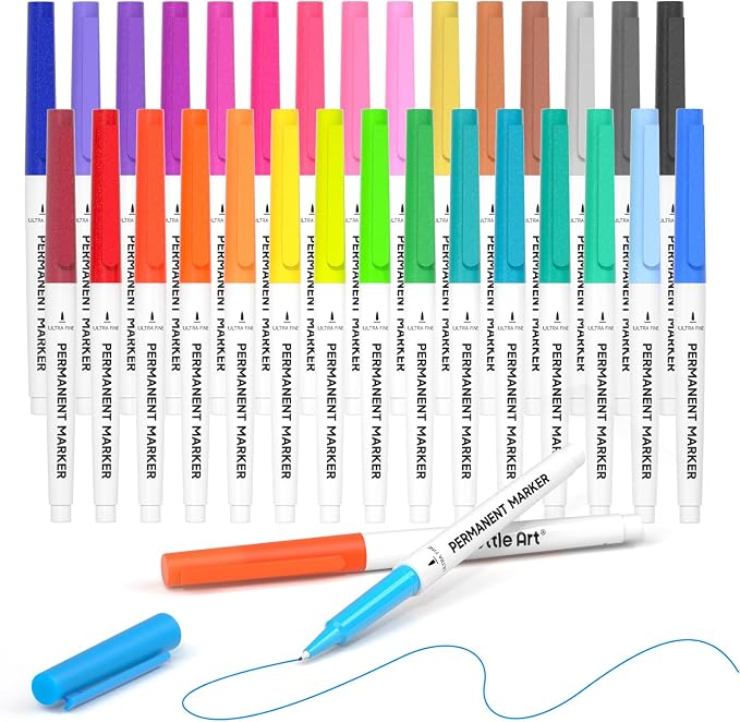 Shuttle Art Permanent Marker, 30 Colors Ultra Fine Point, Works on Plastic by ShuttleArt