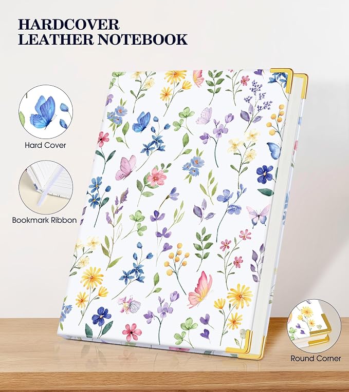 Lined Journal Notebook for Women, A5 Hardcover Leather Journaling Notebooks for - Image 5