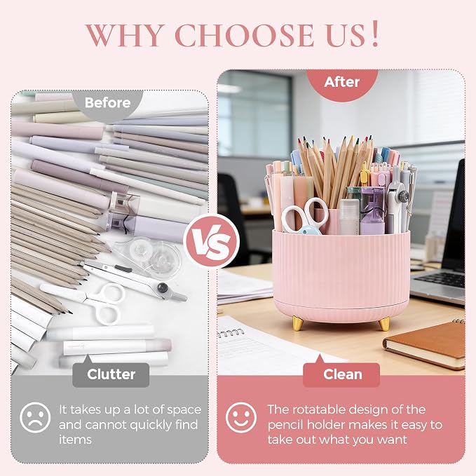 KONVINIT Pencil Pen Holder for Desk, 5 Slots 360 - Image 2