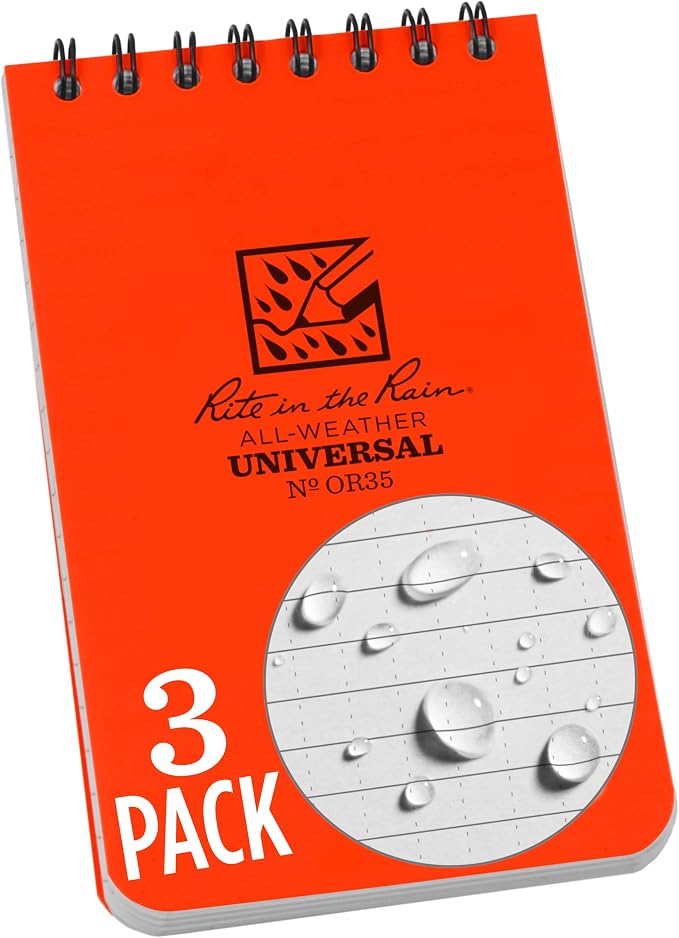 Rite in the Rain Weatherproof Top Spiral Notebook, Universal Pattern, 3 Pack by RiteintheRain