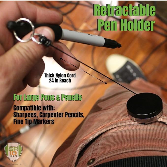 5 Pack - Heavy Duty Retractable Pull Pen Holder - Ideal - Image 3