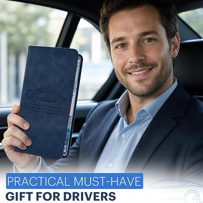 Car Registration and Insurance Card Holder, Magnetic Closure Leather Vehicle - Image 7