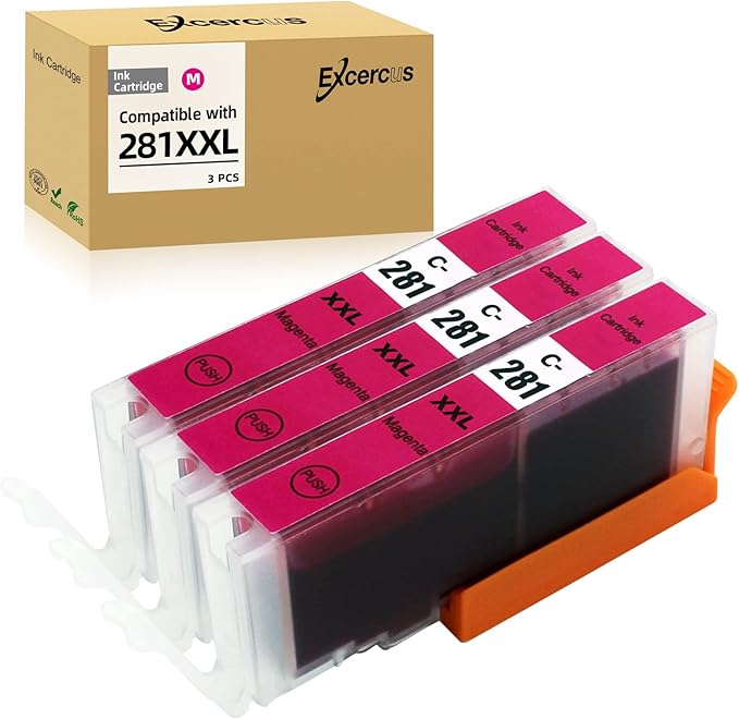 CLI281 CLI-281 XXL Magenta Ink Cartridge Replacement for Canon CLI-281XXL Magenta Work with Canon PIXMA TR7520 TR8520 TS6320 TS8120 TS8320 TS9120 (3X CLI-281XXL M)-DeskLoop Office