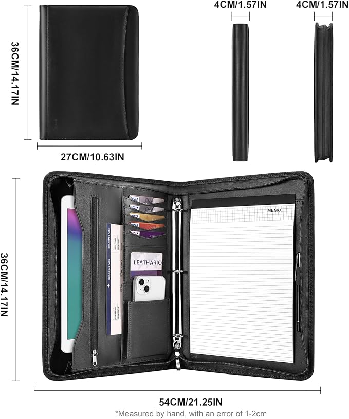 Leathario Portfolio Binder, Includes 10 Sheet Protectors and 3 Notepads - Image 3