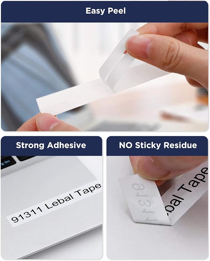 6-Pack 91331 Plastic White Label Tape Replacement - Image 4