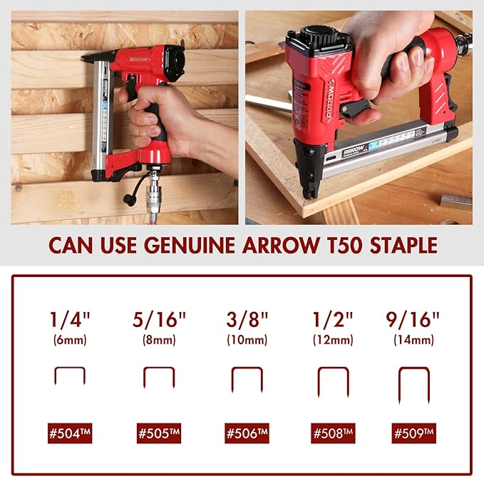 Arrow Pneumatic Staple Gun, Oil-Free Upholstery Stapler - Image 6