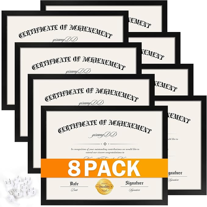YixangDD 8 Pack Certificate Frames 8.5 x 11, College Diploma Frame by YixangDD